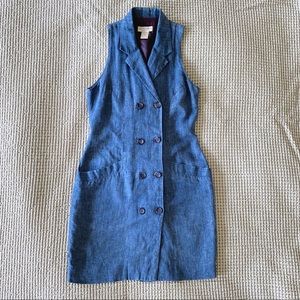Vintage Ann Taylor Linen Blue Dress in Size 2